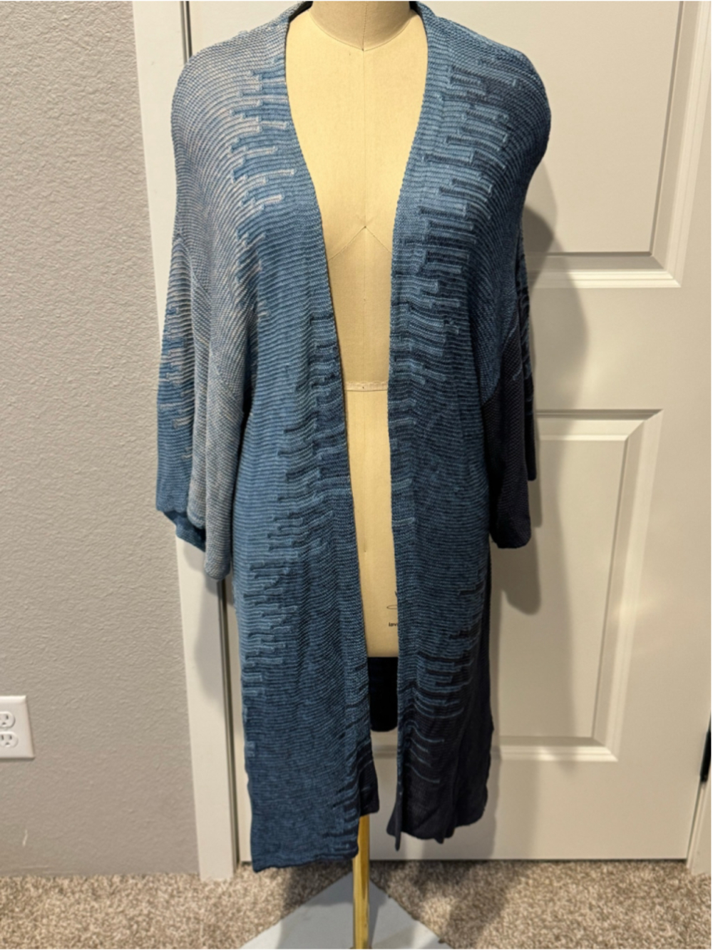 Women's MARLA WYNNE Blue and White Ombre Open Front Cardigan Sweater S